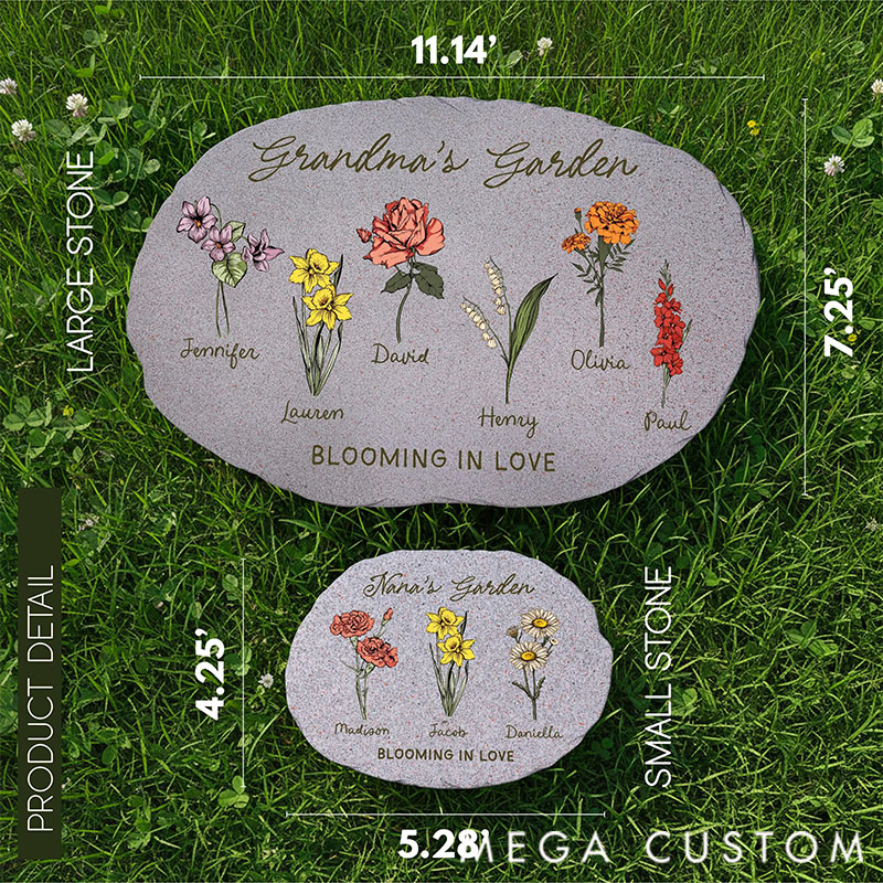 Personalized Garden Stone for Mom, Grandma Garden Stone, Garden of Love, Grandmas Garden Gifts for Grandma, Birth Flower Mom Gifts from Kids