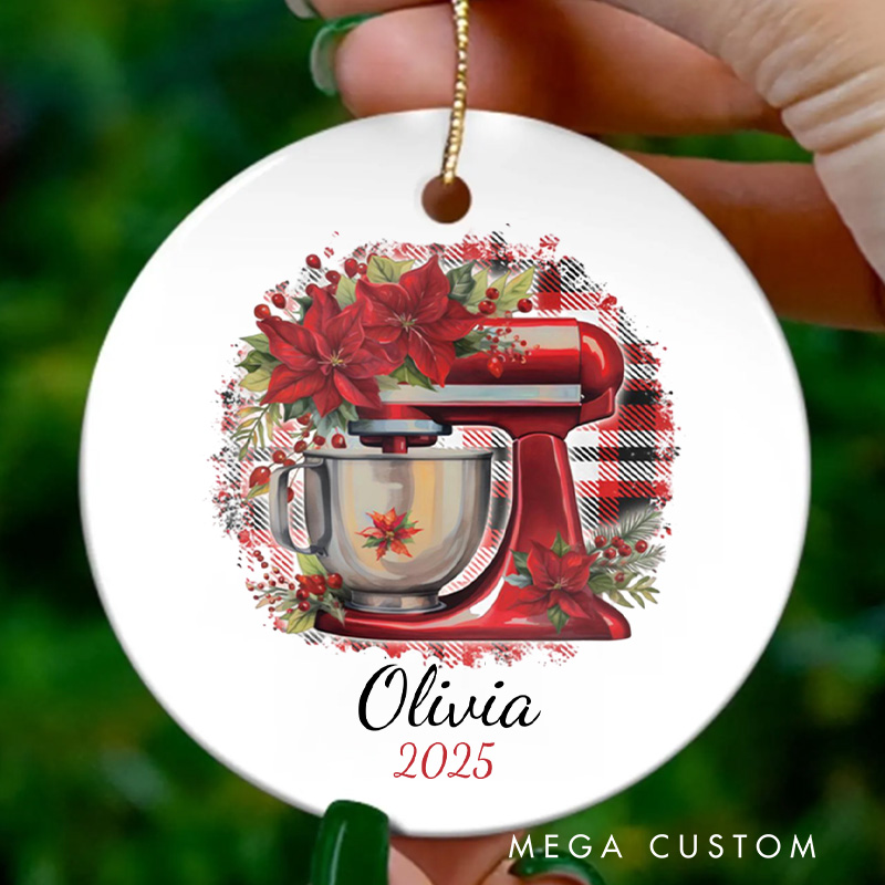 Personalized Baking Mixer Christmas Ornament Chefs Baking Ornament with Name Xmas Tree Ornament Baker 2025 Christmas Gift Baking Lover Gift