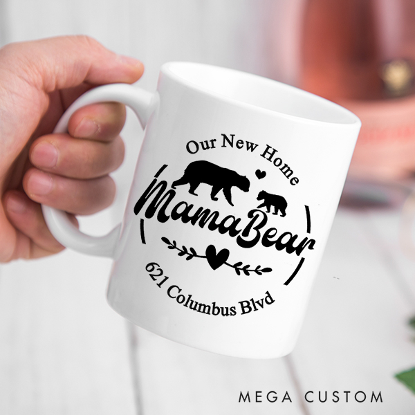 Personalized Mama Bear Mug Mama Bear with Cubs Coffee Mug Custom Bear Family Mug Mom Coffee Mug Christmas Gift Moving Away Gift Housewarming Gift