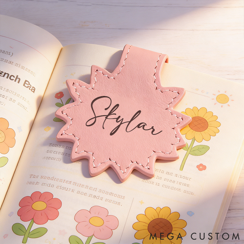 Personalized Leather Sunflower Bookmark Custom Engraved Bookmark