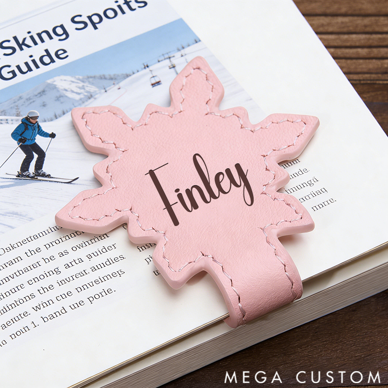 Personalized Leather Snowflake Bookmark Custom Engraved Bookmark