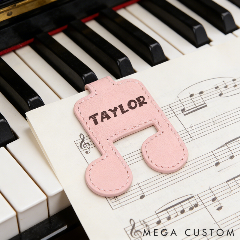 Personalized Leather Music Symbol Bookmark Custom Engraved Bookmark