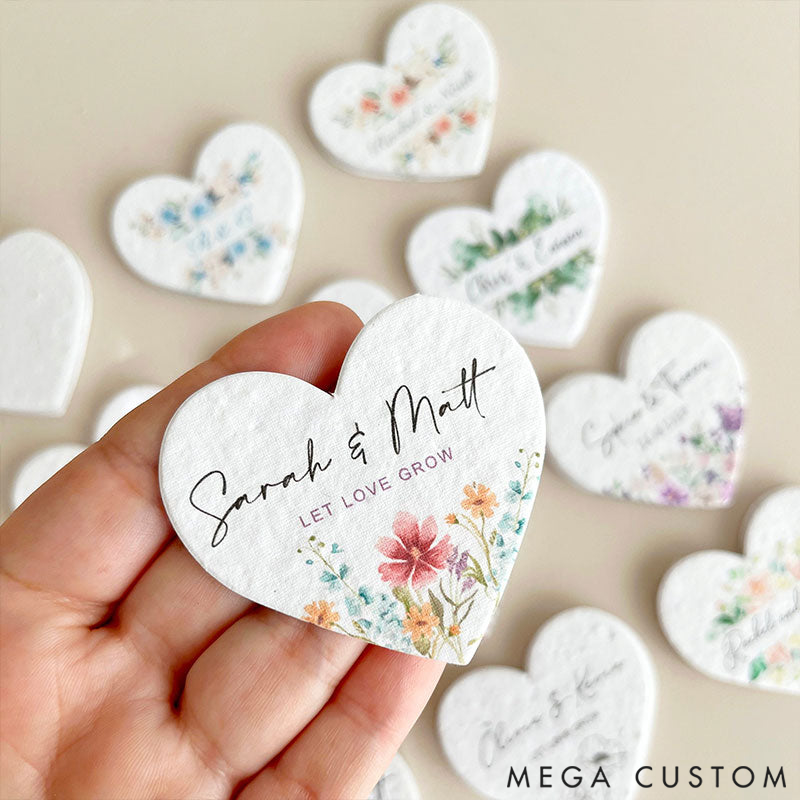 Personalized Bulk Packaged Plantable Heart-Shaped Seed Paper Wedding Favors and Thank You Gifts