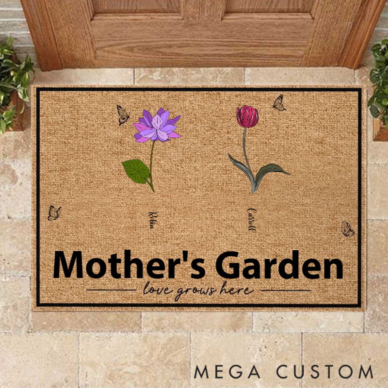 Personalized Garden Doormat Gift for Mother Grandma Gardening
