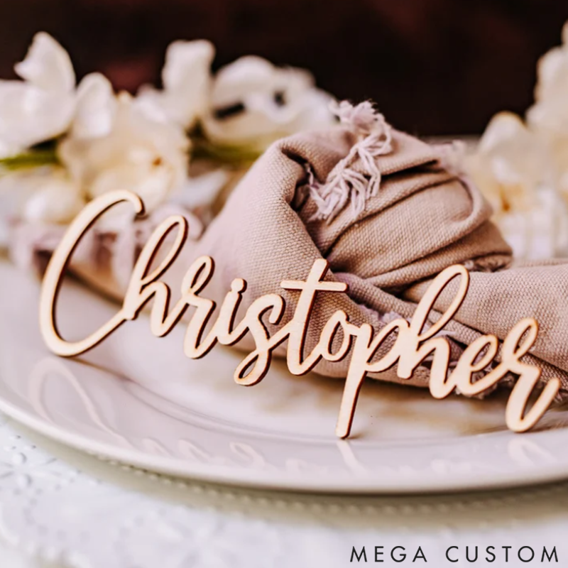 Personalized Birch Wood Name Cards for Weddings and Birthdays Decorative Labels