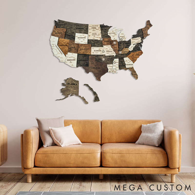 Personalized Custom U.S. Map Boyfriend Valentine's Day Gift Wooden Decor