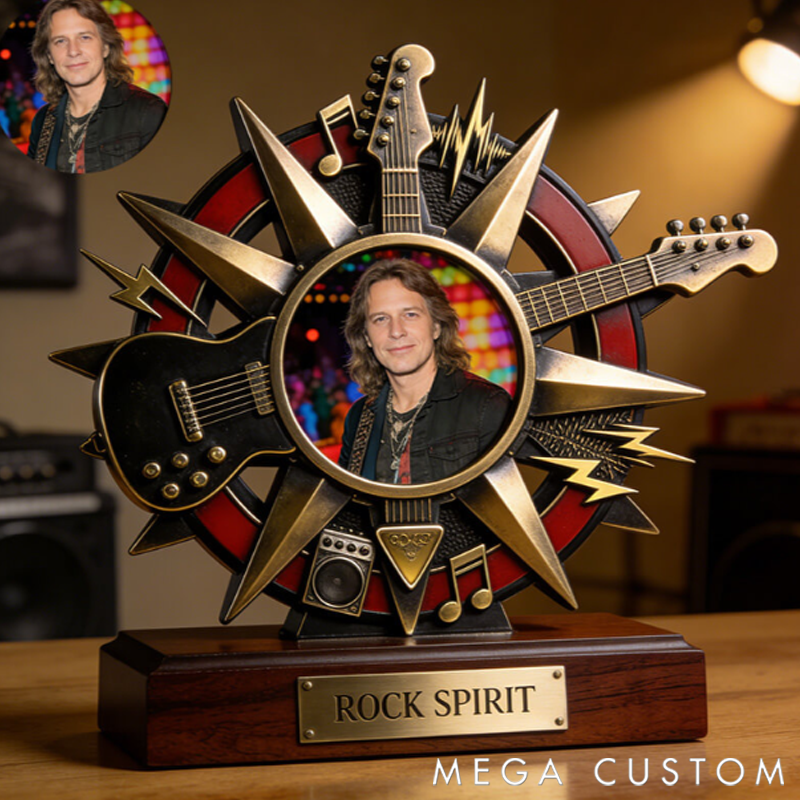 Personalized Rock and Roll Themed Commemorative Photo Frame/Display Piece Gift for Music Lovers