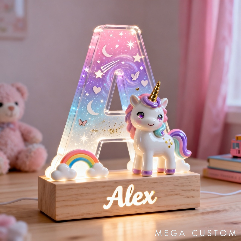 Personalized Colorful Pony Initial Night Light Children's Day Gift