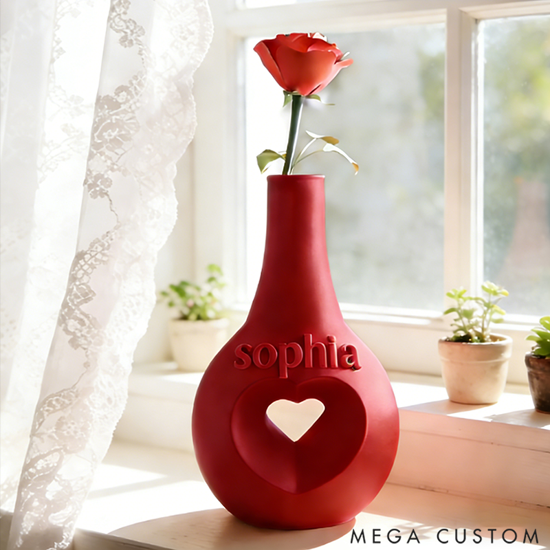 Personalized Hollow Heart Shaped Vase the Perfect Valentine's Day Gift