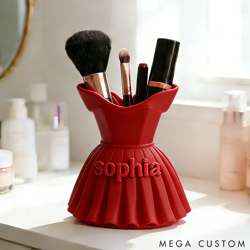 Personalized Mini Dress Shaped Makeup Brush Organizer