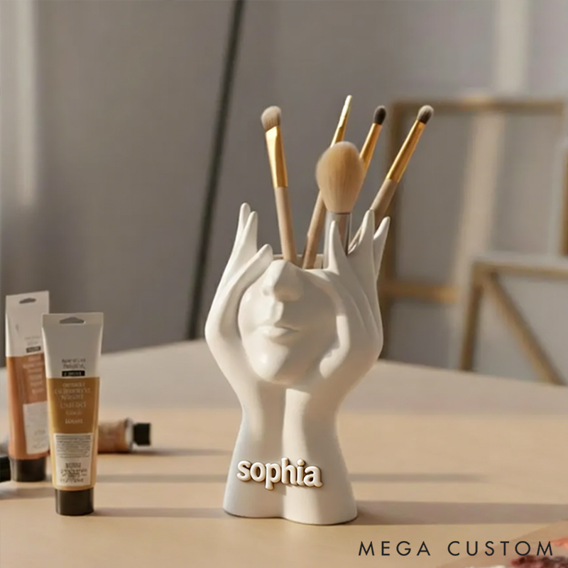 Personalized Creative Body Art Storage Rack with Dual Functionality as Makeup Brush Holder and Pencil Holder