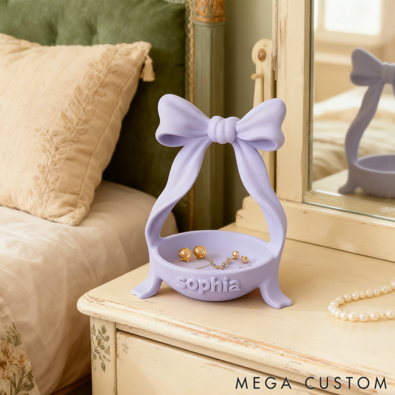 Personalized Bow Shaped Storage Dish Cute Jewelry and Key Tray 3D Printed Storage Box