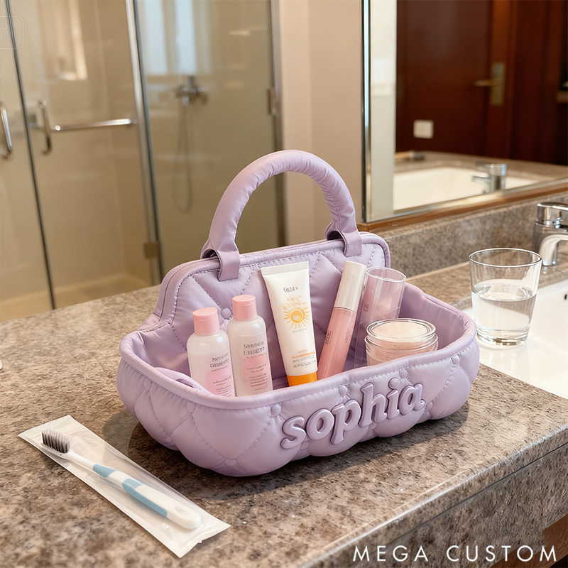Personalized Handled Quilted Makeup Tray 3D Printed Design