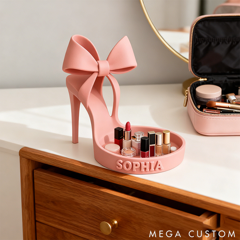 Personalized High-Heel Jewelry Tray Bow-Shaped Jewelry Holder 3D Printed Vanity Tray Cute Ring Dish