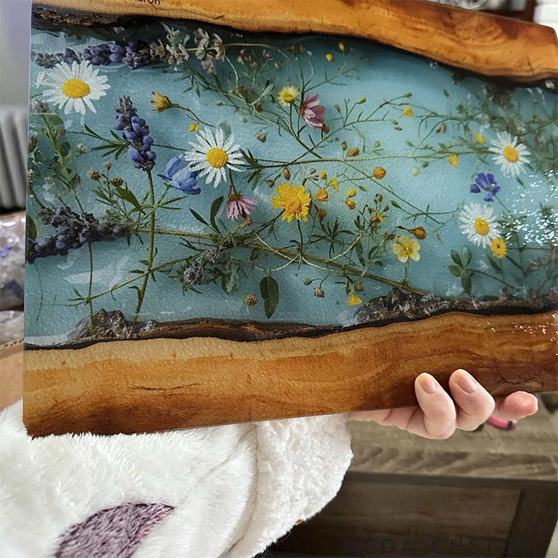 Personalized Glass Charcuterie Board Custom Couples Names Cutting Board Maple Wildflower Design Married Wedding Gift