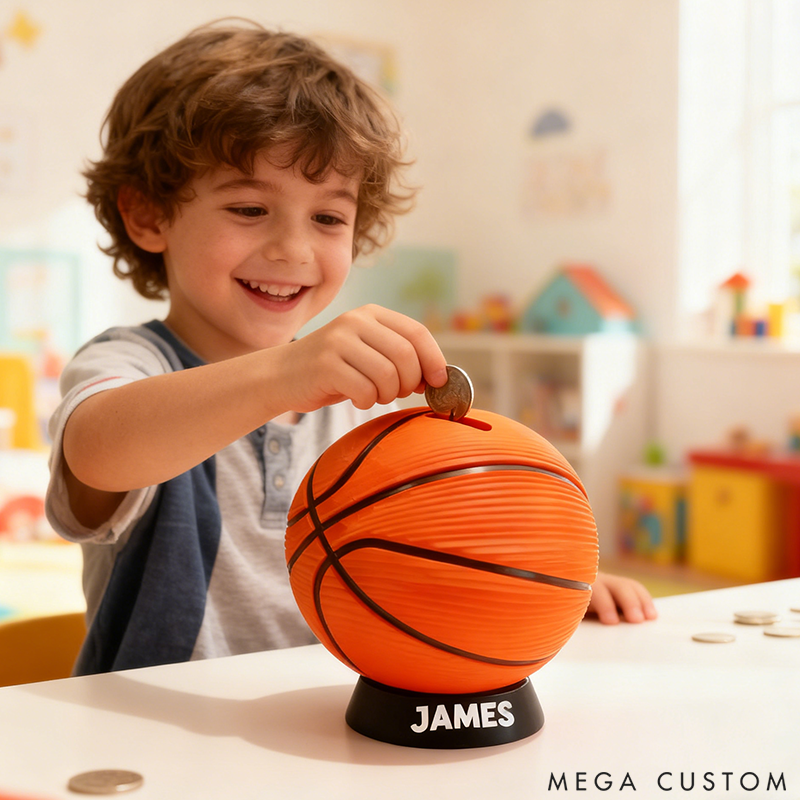 Personalized Basketball Piggy Bank Birthday Gift for Sports Fans and Basketball Lovers