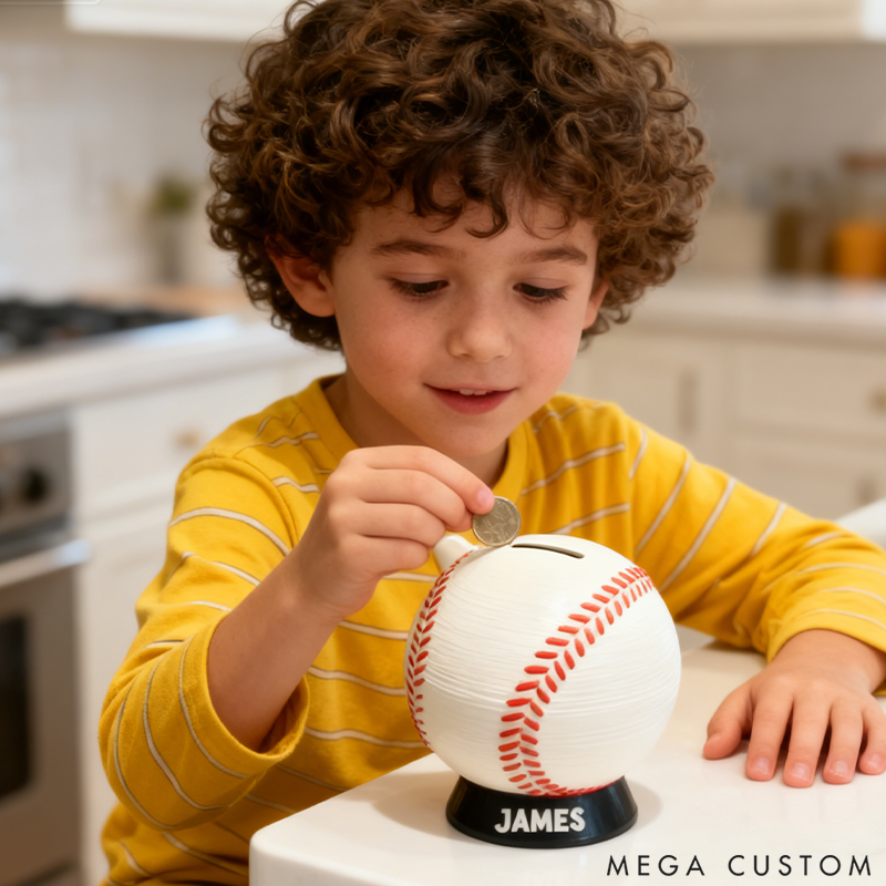 Personalized Baseball Piggy Bank Birthday Gift for Sports Fans and Baseball Lovers 3D Printer Piggy Bank
