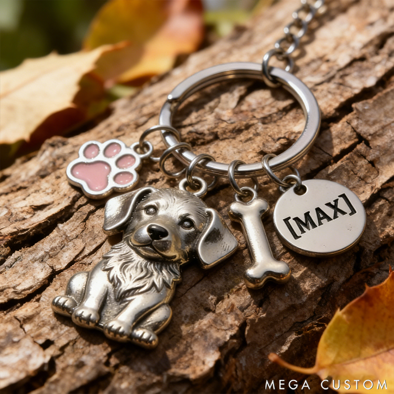 Personalized Pet Themed Keychain Custom Name Keyring Unique Gift for Birthdays Anniversaries