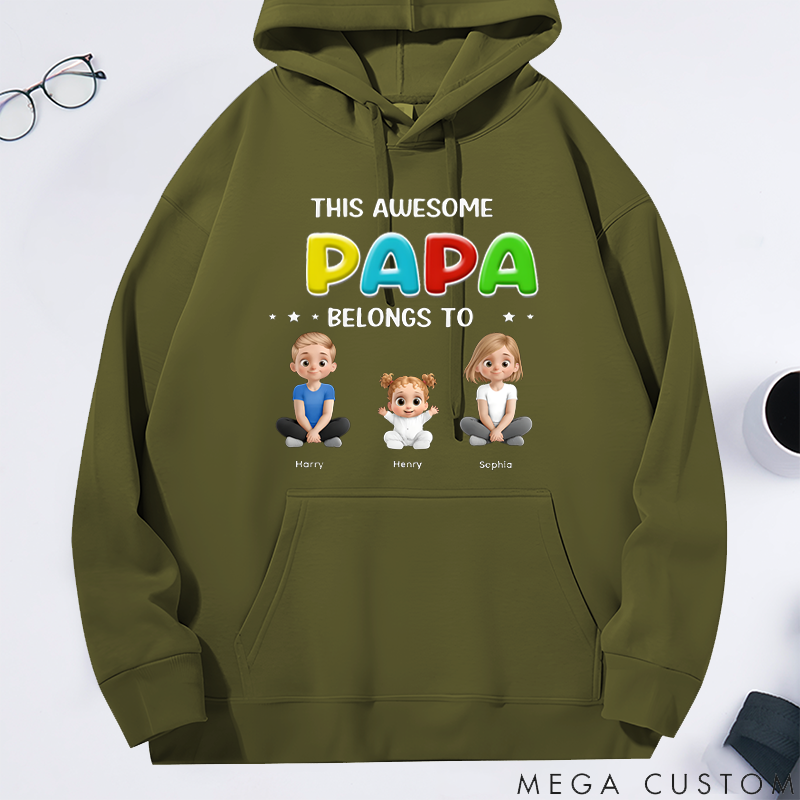 Personalized this Awesome Daddy Belongs to Me Classic Hoodie Gift for Dad Grandpa