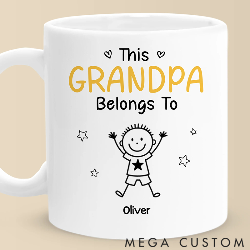 Personalized this Grandpa Belongs to Kids Mug Gifts for Dad Grandpa