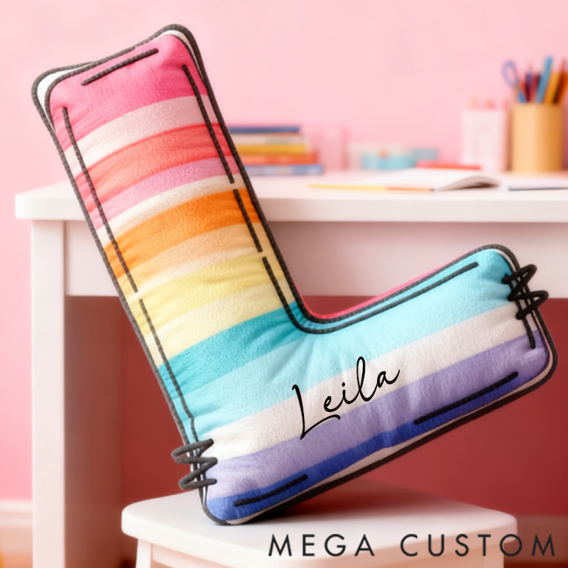 Personalized Rainbow Alphabet Shaped Pillow Graphic 3D Print