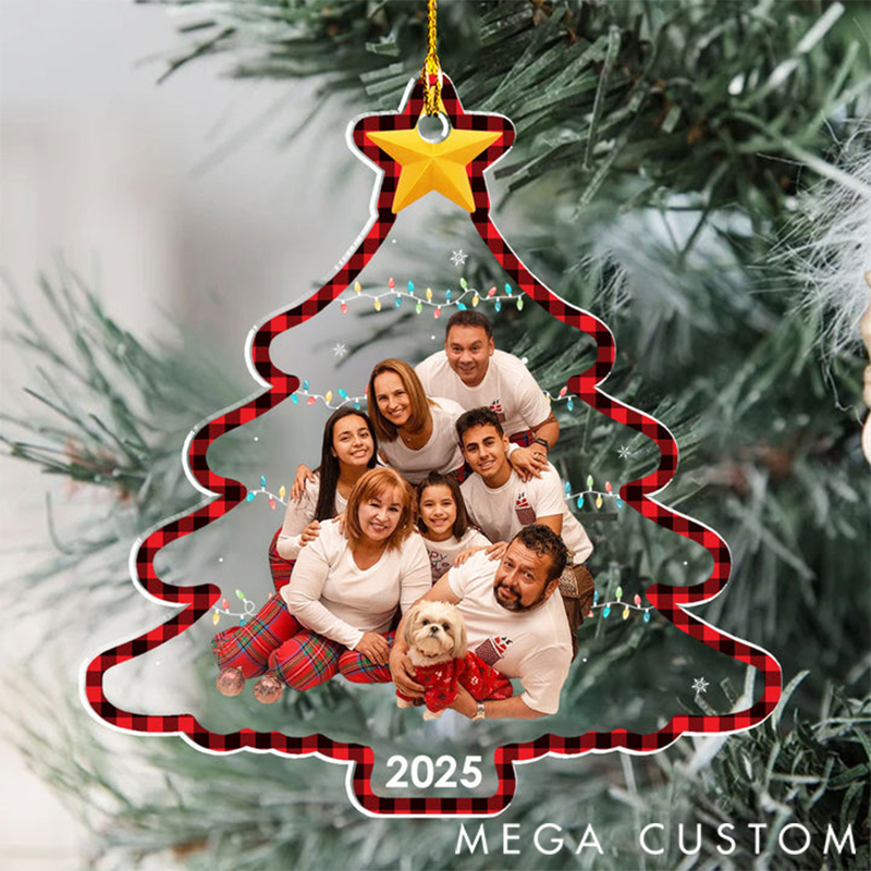 Personalized Family Photo Holiday Tree Acrylic Ornament Christmas Gift for Family