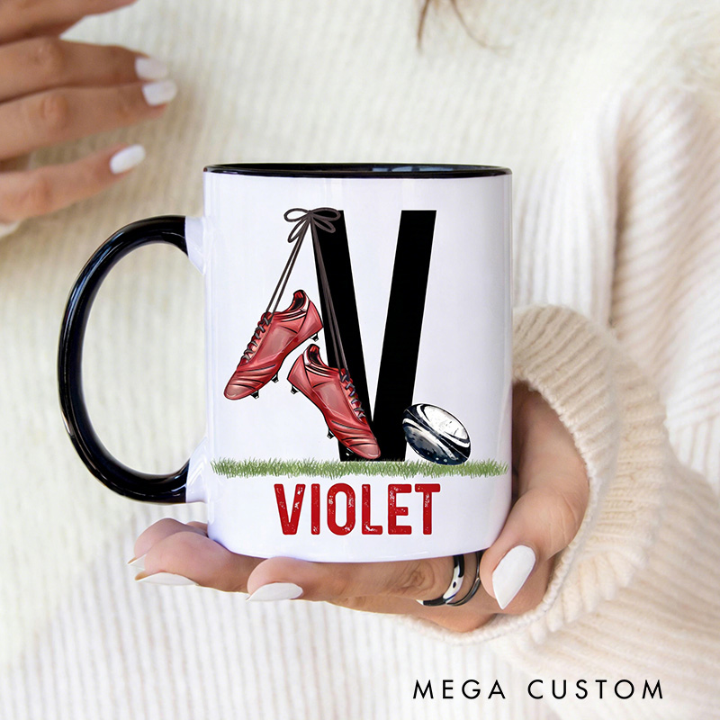 Personalized Rugby Mug with Custom Name for Athletes and Fans