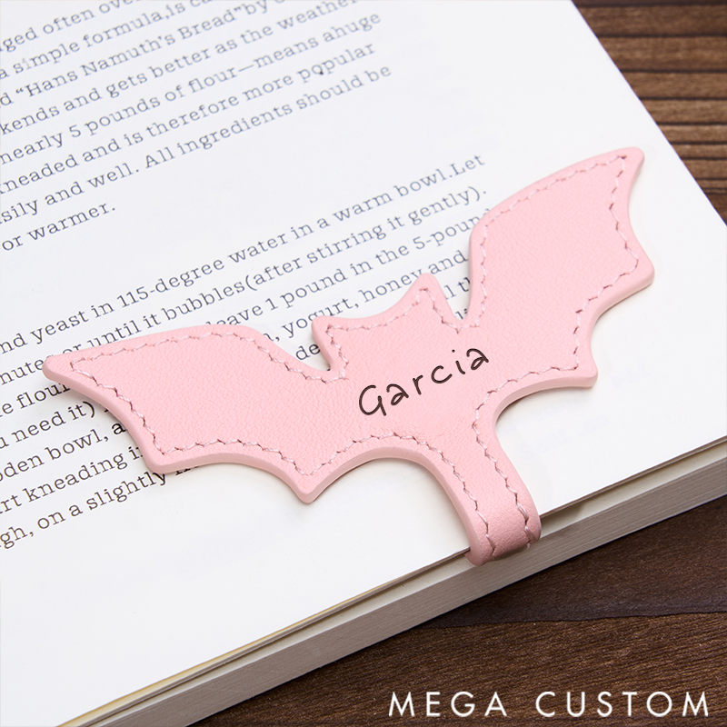 Personalized Leather Bookmark Bat Bookmark Custom Engraved Name Bookmark Halloween Gift