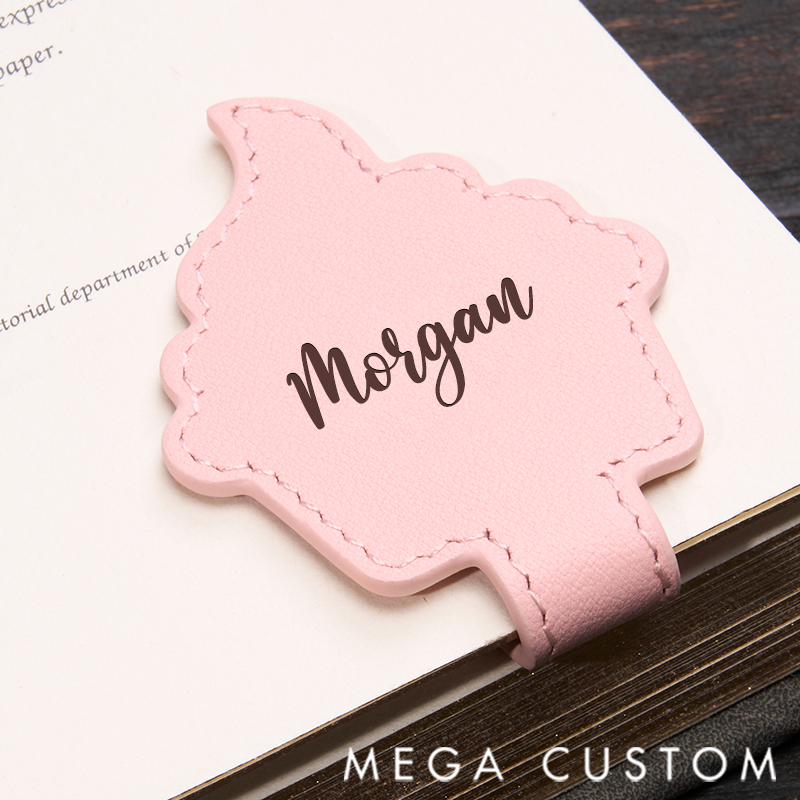 Personalized Leather Bookmark Cake-Shaped Bookmark Custom Engraved Name Bookmark