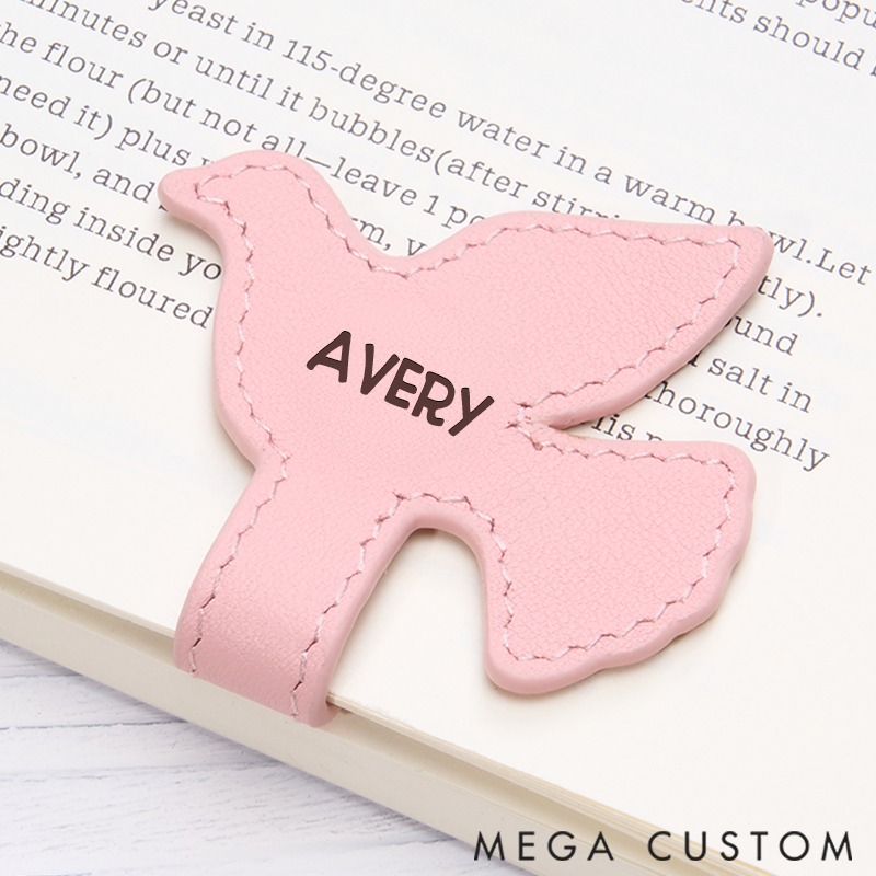 Personalized Leather Bookmark Pigeon-Shaped Bookmark Custom Engraved Name Bookmark
