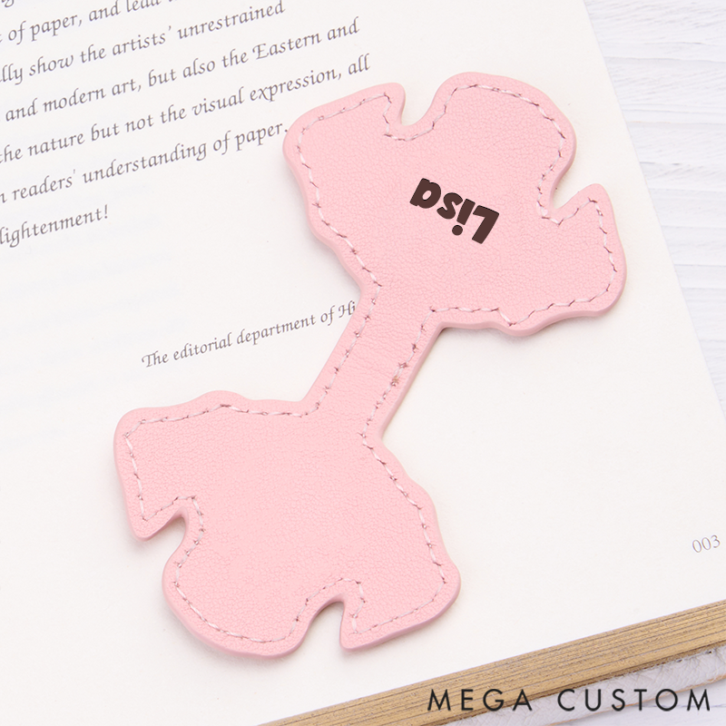Personalized Leather Bookmark Dog-Shaped Bookmark Custom Engraved Name Bookmark