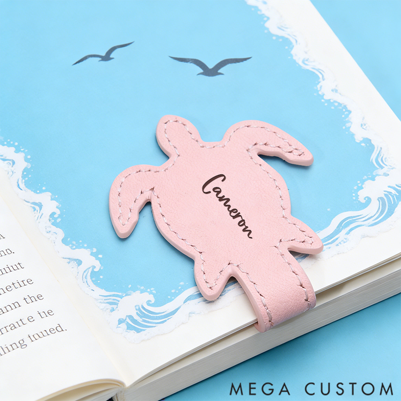 Personalized Leather Bookmark Turtle Bookmark Custom Engraved Name Bookmark