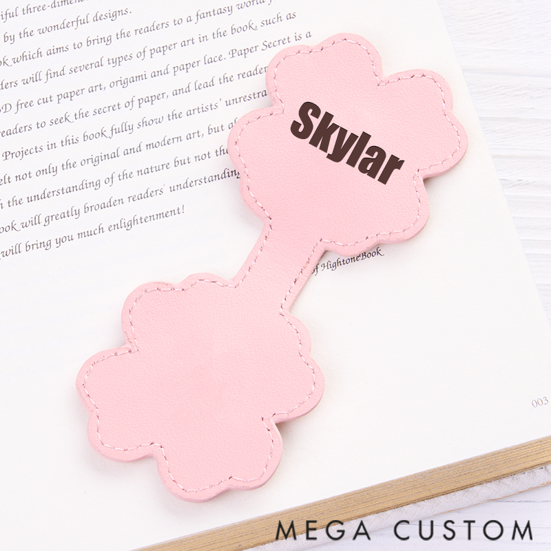 Personalized Leather Bookmark Custom Engraved Four-Leaf Clover Bookmark