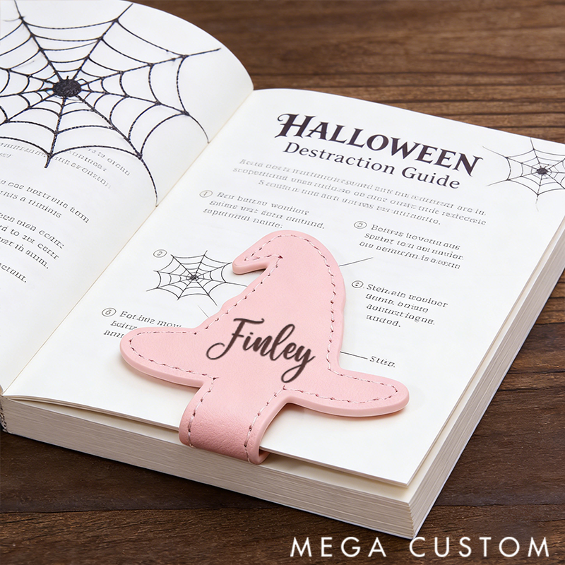 Personalized Leather Bookmark Witch Hat Bookmark Custom Engraved Bookmark Halloween Gift
