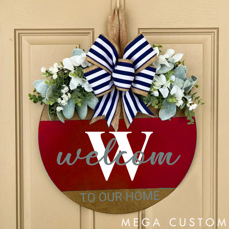 Personilzed Front Door Decor Last Name Welcome to Home Sign for Family