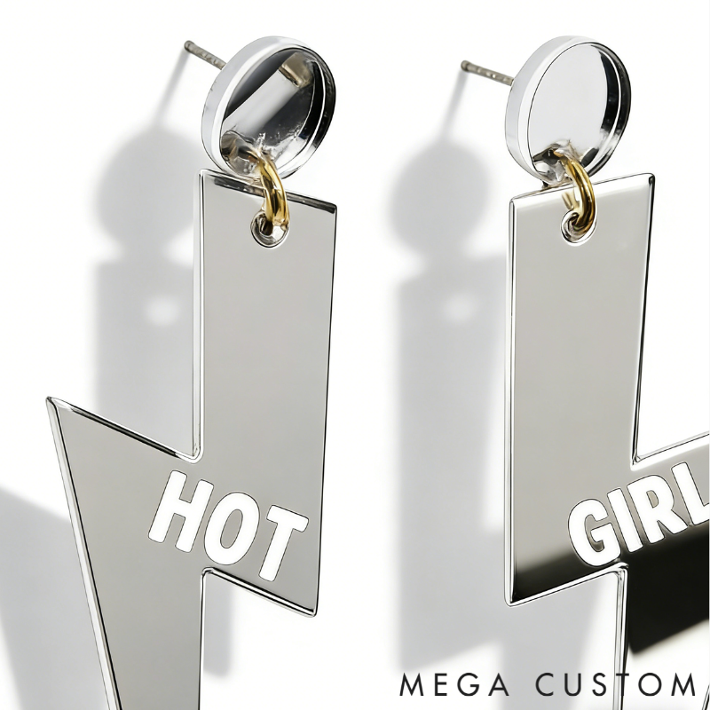 Personalized Multi-Color Lightning Bolt Earrings Edgy Statement Gift for Fashion Girls