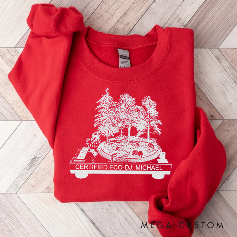 Personalized Classic Sweatshirts Vinyl Record and Turntable Forest and Rock N Roll and Turntable Sweatshirt