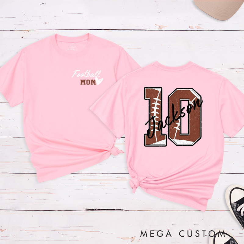 Personalized American Football and Rugby Mom T-Shirts with Custom Name and Number on the Back