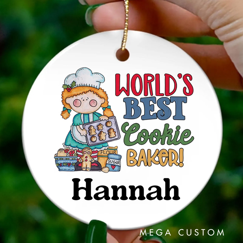 Personalized World's Best Cookie Baker Christmas Ornament Girl's Baking Ornament with Name Xmas Tree Decor Baker 2025 Christmas Gift Baking Lover Gift
