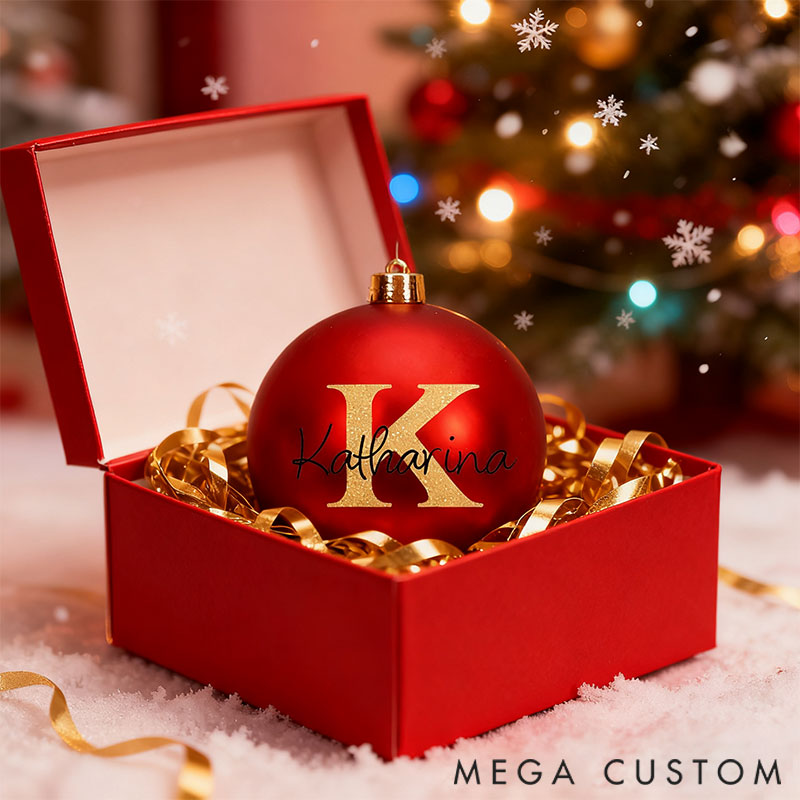 Personalized Stylishly Personalized Christmas Bauble with Initial letter for Family