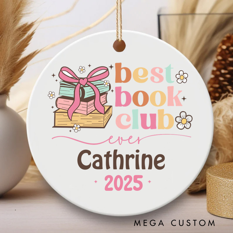 Personalized Best Book Club Christmas Ornament 2025 Book Ornament with Name Holiday Decor for Book Lovers Gift Librarian Gift