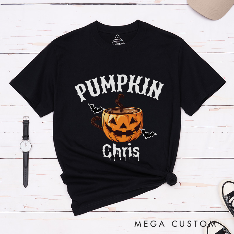 Personalized Pumpkin Coffee Mug Couple Halloween Matching T-Shirt Funny Matching Halloween Shirt Gift For Him and Her 