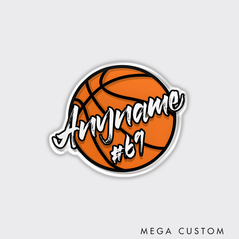 Personalized Basketball Refrigerator Magnet with Custom Name and Jersey Number Stylish Round Design