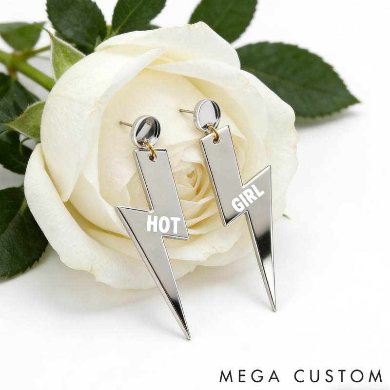 Personalized Multi-Color Lightning Bolt Earrings Edgy Statement Gift for Fashion Girls