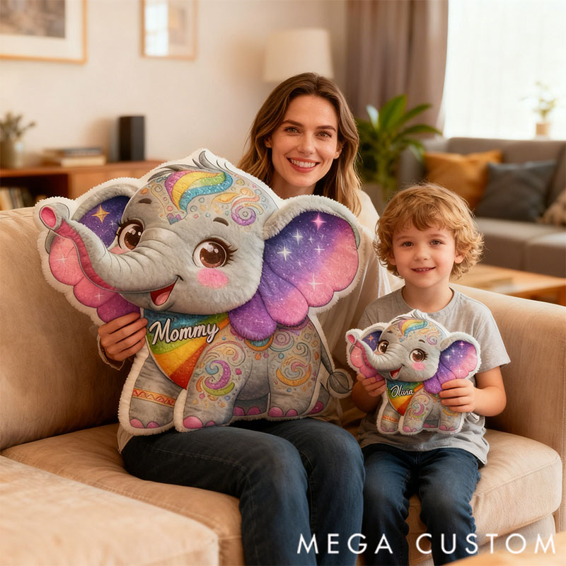 [Copy]Personalized Graphic 3D Print Pillows Pillow, Custom Elephant Pillow with Name for Family