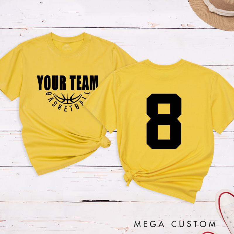 Personalized Basketball Jersey Style T Shirt with Custom Team Name on Front and Player Number on Back
