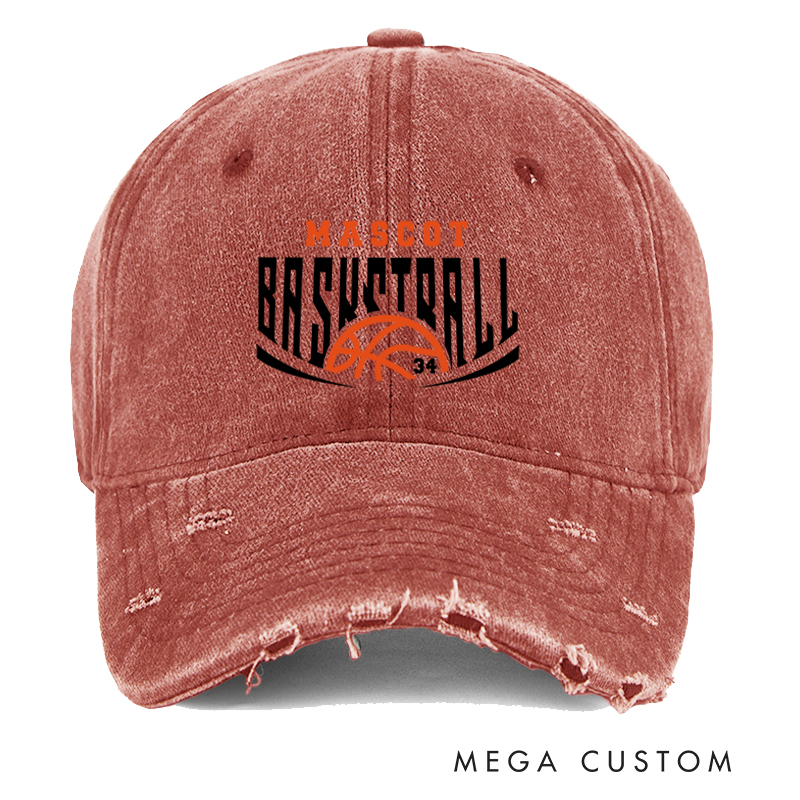 Personalized Basketball Distressed Cap with Custom Team Name and Number Design