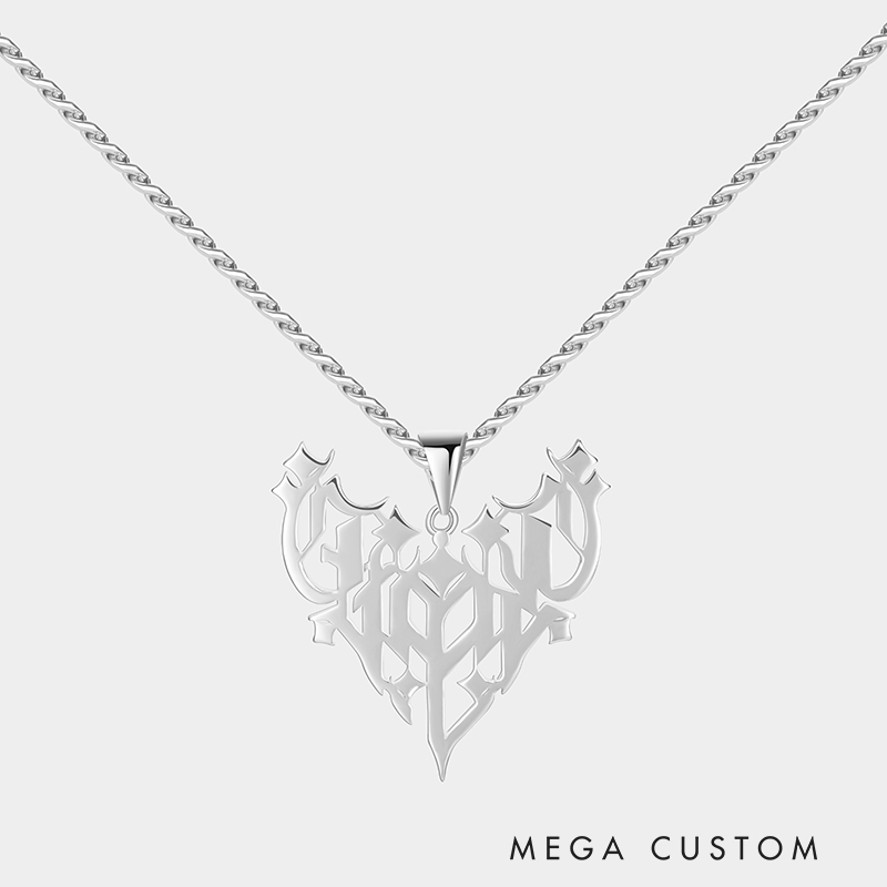 Gothic Style Personalized Name Pendant Necklace – Customizable Intricate Design for a Bold Statement