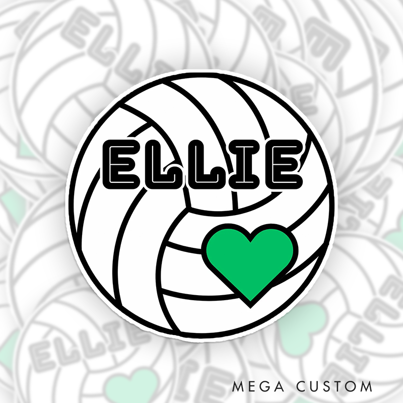 Personalized Volleyball Design Sticker with Custom Player Name for Fan Sign