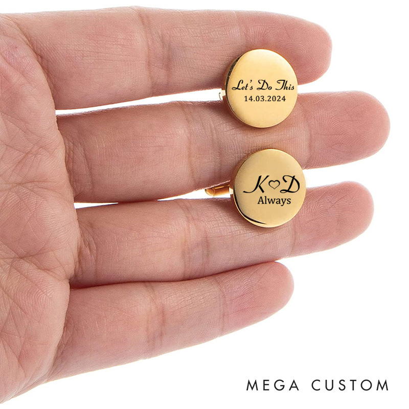 Personalized Let's Do This Always with Initials and Date Engagement Wedding Engraved Cufflinks